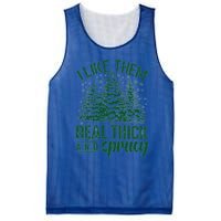 I Like Them Real Thick And Sprucey Funny Christmas Tree Gift Mesh Reversible Basketball Jersey Tank