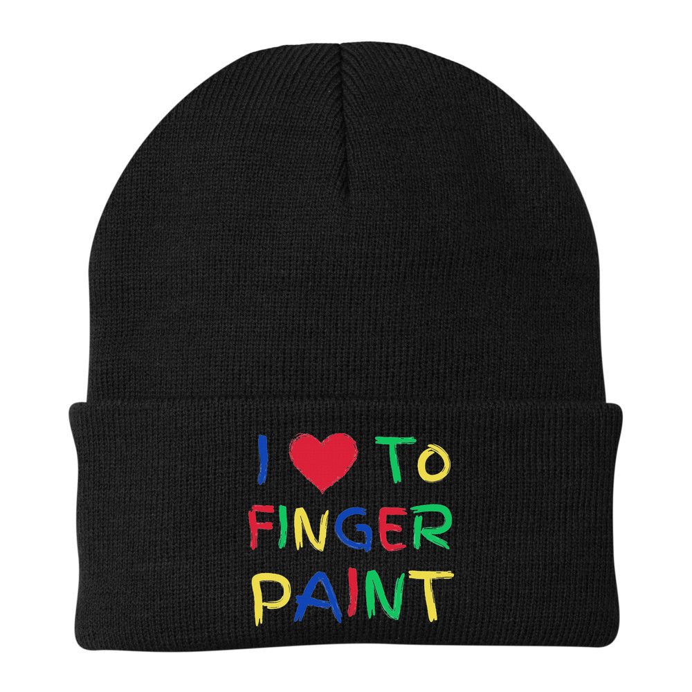 I Love To Finger Paint Couple Valentine Day Cute Heart Love Beanie