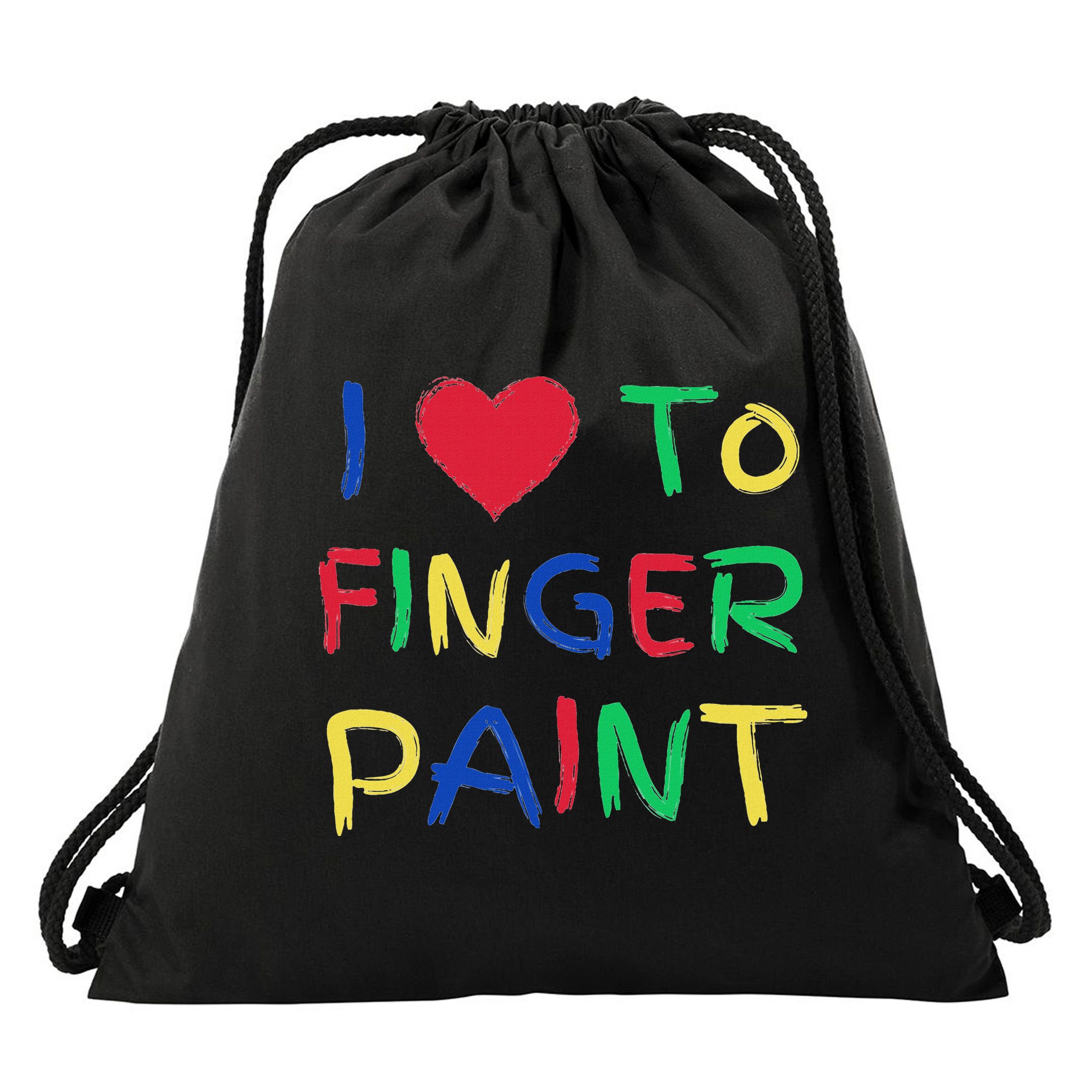 I Love To Finger Paint Couple Valentine Day Cute Heart Love Drawstring Bag
