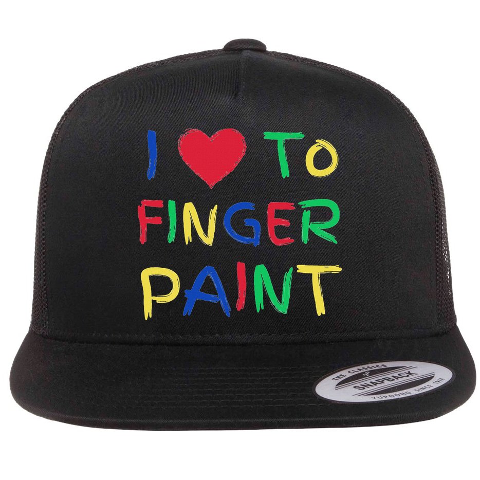 I Love To Finger Paint Couple Valentine Day Cute Heart Love Flat Bill Trucker Hat
