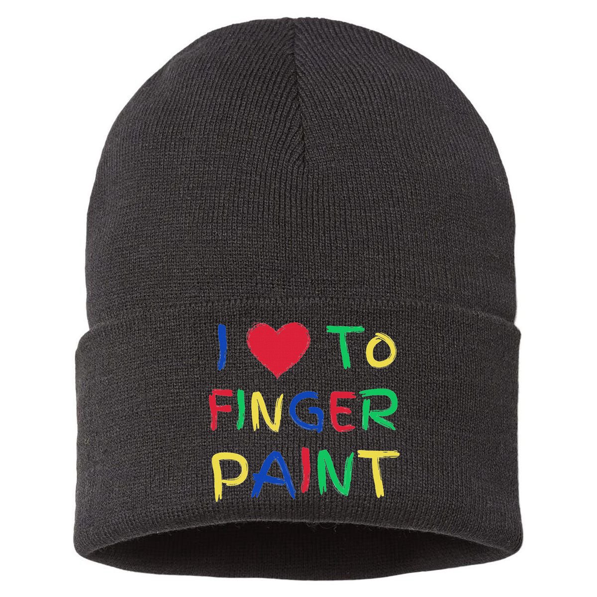 I Love To Finger Paint Couple Valentine Day Cute Heart Love Sustainable Knit Beanie