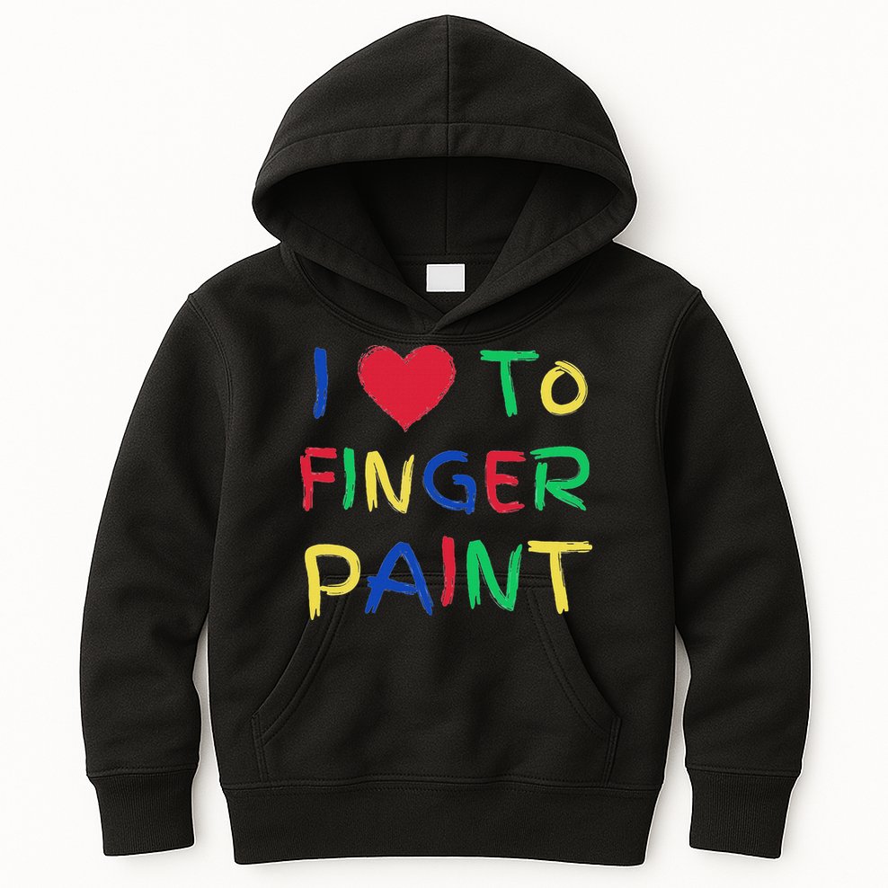 I Love To Finger Paint Couple Valentine Day Cute Heart Love Kids Hoodie