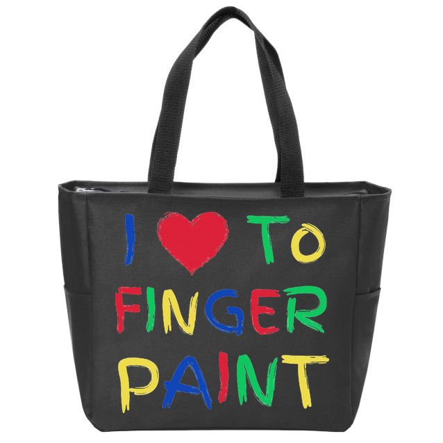 I Love To Finger Paint Couple Valentine Day Cute Heart Love Zip Tote Bag