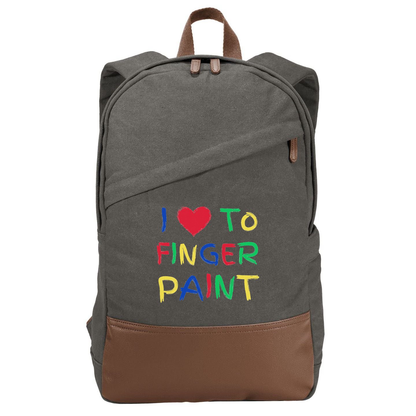 I Love To Finger Paint Couple Valentine Day Cute Heart Love Cotton Canvas Backpack