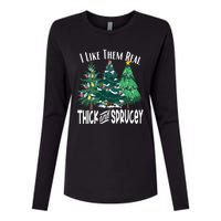 I Like Them Real Thick And Sprucey Funny Christmas Trees Gag Womens Cotton Relaxed Long Sleeve T-Shirt