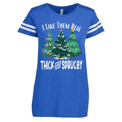 I Like Them Real Thick And Sprucey Funny Christmas Trees Gag Enza Ladies Jersey Football T-Shirt