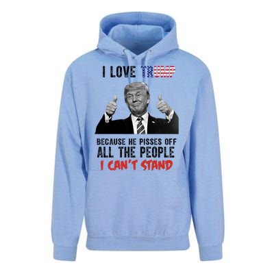 I Love Trump Because He Pisses Off All The People I Can’T Stand Funny Unisex Surf Hoodie