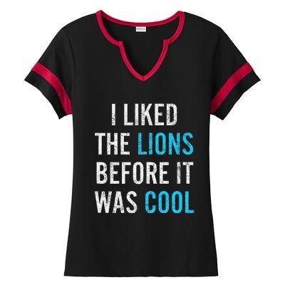 I Liked The Lions Before It Was Cool Funny Memes Ladies Halftime Notch Neck Tee