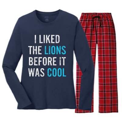 I Liked The Lions Before It Was Cool Funny Memes Women's Long Sleeve Flannel Pajama Set 