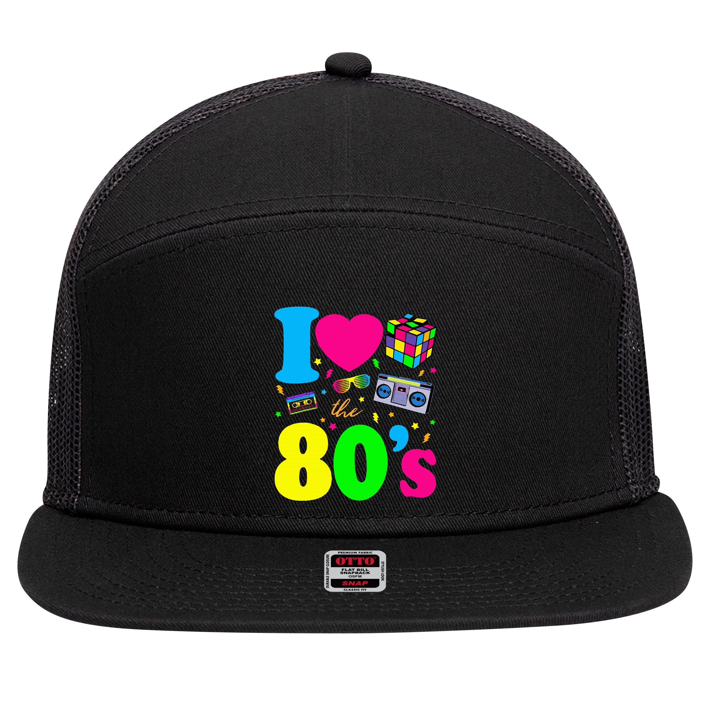 I Love The 80s Clothes Party Funny 7 Panel Mesh Trucker Snapback Hat