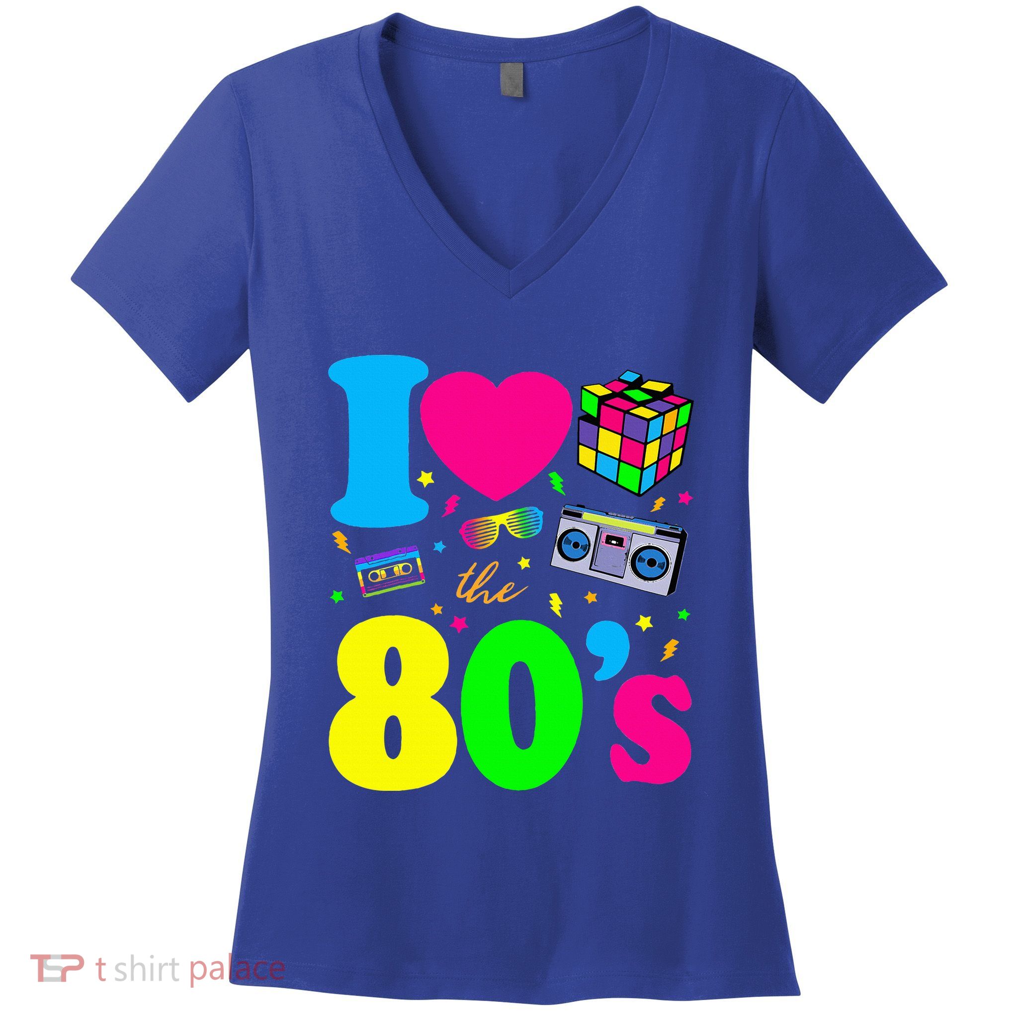 I Love The 80s Clothes Party Funny Women's V-Neck T-Shirt