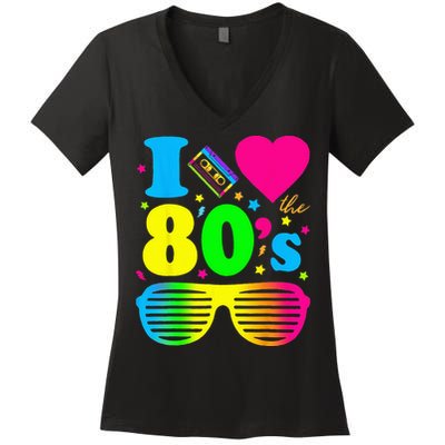 I Love The 80s Clothes For Women And Men Party Funny Women's V-Neck T-Shirt