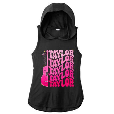 I Love Taylor Retro 80s Themes Retro First Name Personalized Groovy 80s Pink Ladies PosiCharge Tri-Blend Wicking Draft Hoodie Tank