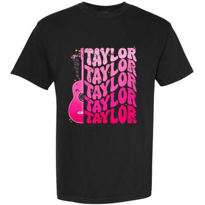 I Love Taylor Retro 80s Themes Retro First Name Personalized Groovy 80s Pink Garment-Dyed Heavyweight T-Shirt