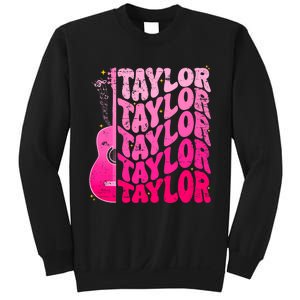 I Love Taylor Retro 80s Themes Retro First Name Personalized Groovy 80s Pink Sweatshirt