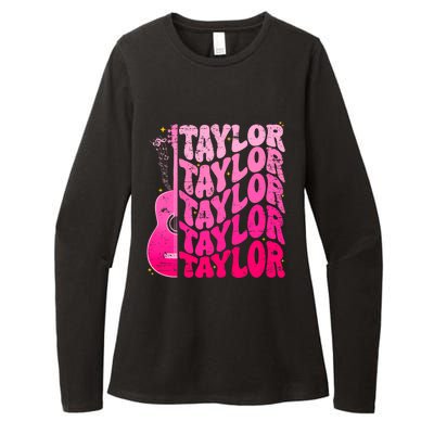 I Love Taylor Retro 80s Themes Retro First Name Personalized Groovy 80s Pink Womens CVC Long Sleeve Shirt