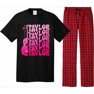 I Love Taylor Retro 80s Themes Retro First Name Personalized Groovy 80s Pink Pajama Set