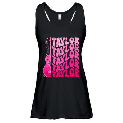 I Love Taylor Retro 80s Themes Retro First Name Personalized Groovy 80s Pink Ladies Essential Flowy Tank