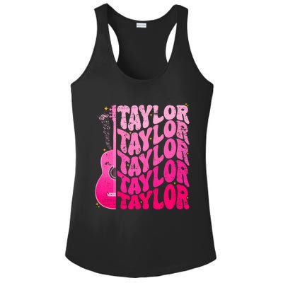 I Love Taylor Retro 80s Themes Retro First Name Personalized Groovy 80s Pink Ladies PosiCharge Competitor Racerback Tank