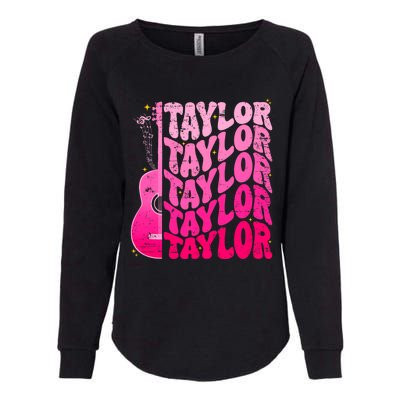 I Love Taylor Retro 80s Themes Retro First Name Personalized Groovy 80s Pink Womens California Wash Sweatshirt