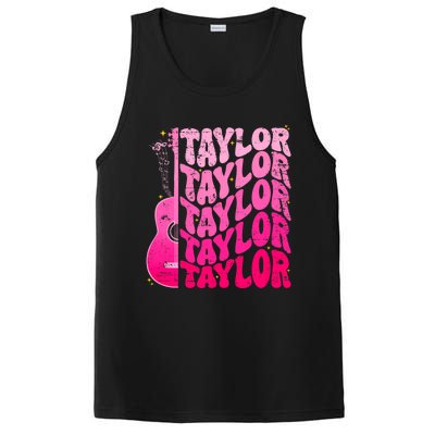 I Love Taylor Retro 80s Themes Retro First Name Personalized Groovy 80s Pink PosiCharge Competitor Tank