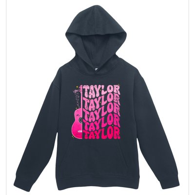 I Love Taylor Retro 80s Themes Retro First Name Personalized Groovy 80s Pink Urban Pullover Hoodie