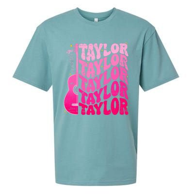 I Love Taylor Retro 80s Themes Retro First Name Personalized Groovy 80s Pink Sueded Cloud Jersey T-Shirt