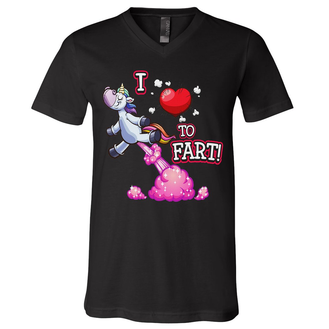 I Love To Fart A Unicorn Love Fart I Heart Fart V-Neck T-Shirt