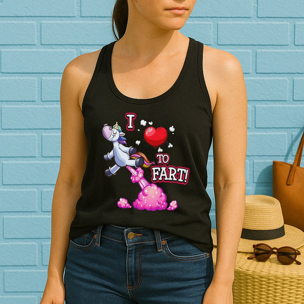 I Love To Fart A Unicorn Love Fart I Heart Fart Womens Tank Top