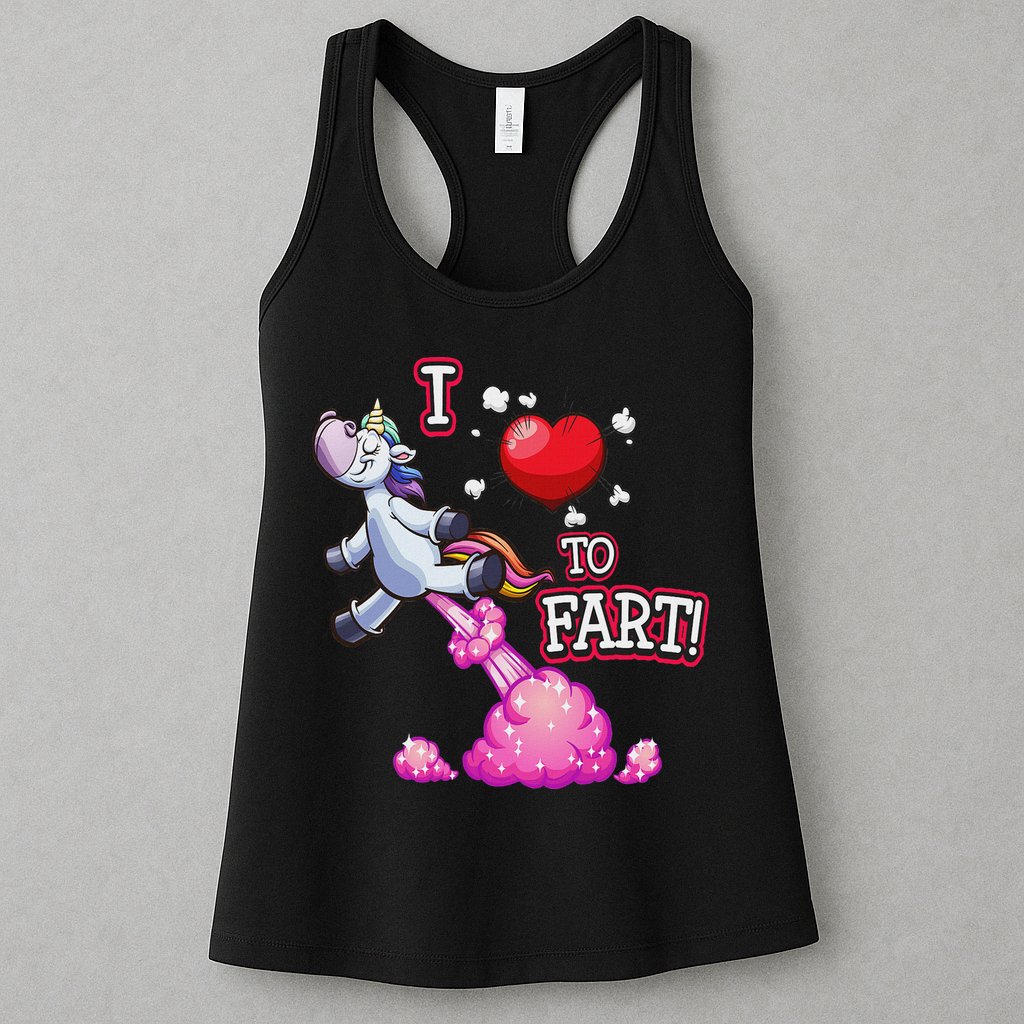 I Love To Fart A Unicorn Love Fart I Heart Fart Womens Tank Top