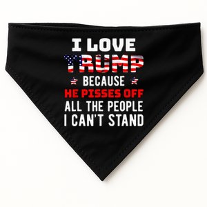 I Love Trump Because He Pisses Off The People I CanT Stand USA-Made Doggie Bandana