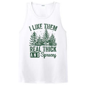 I Like Them Real Thick and Sprucey Christmas Funny Sayings PosiCharge Competitor Tank