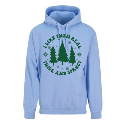 I Like Them Real Thick Sprucey Christmas Tree Funny Xmas Cute Gift Unisex Surf Hoodie