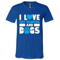 I Love Tap Dancing And Dogs Tap Dance Cool Gift V-Neck T-Shirt