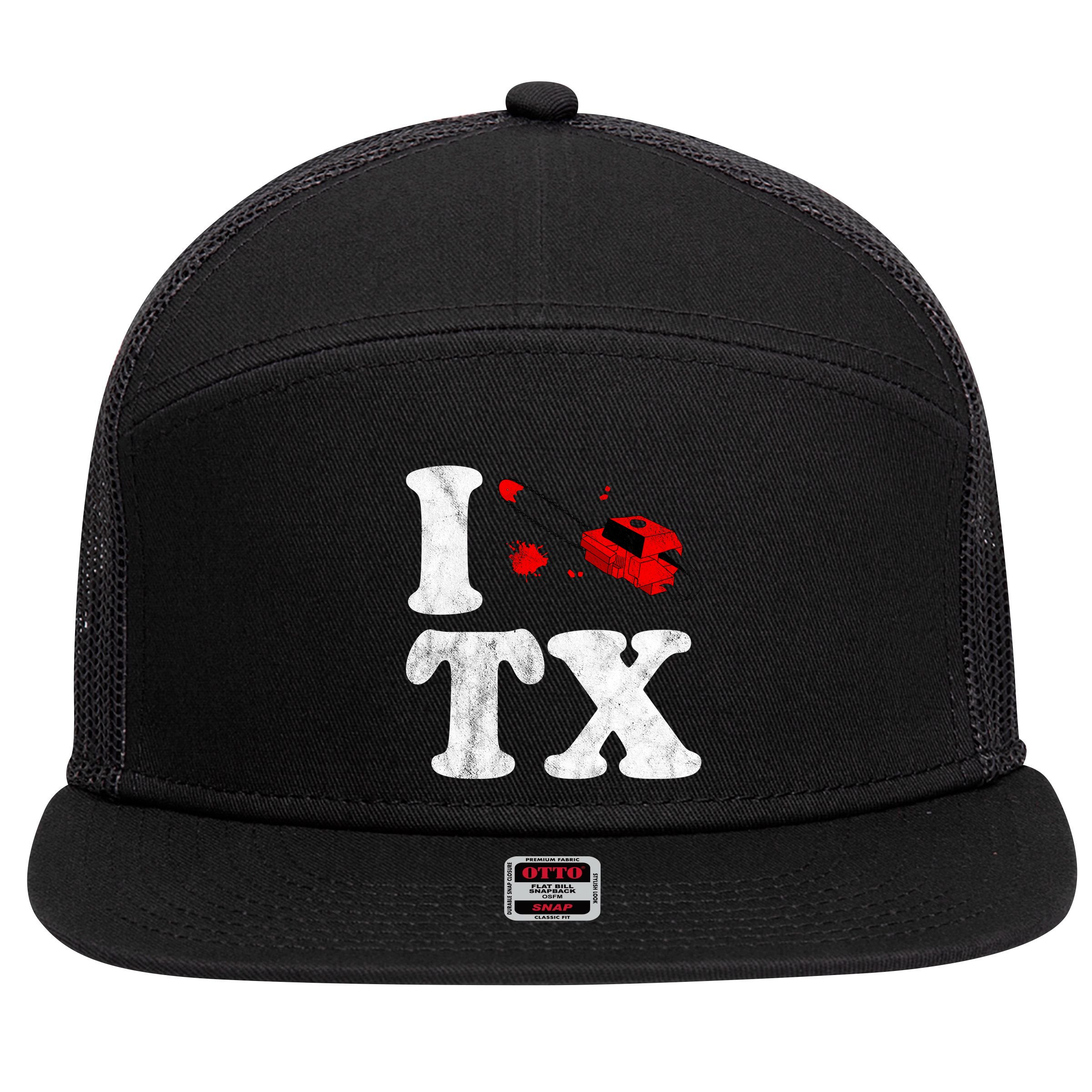 I Love Texas Chainsaw 7 Panel Mesh Trucker Snapback Hat