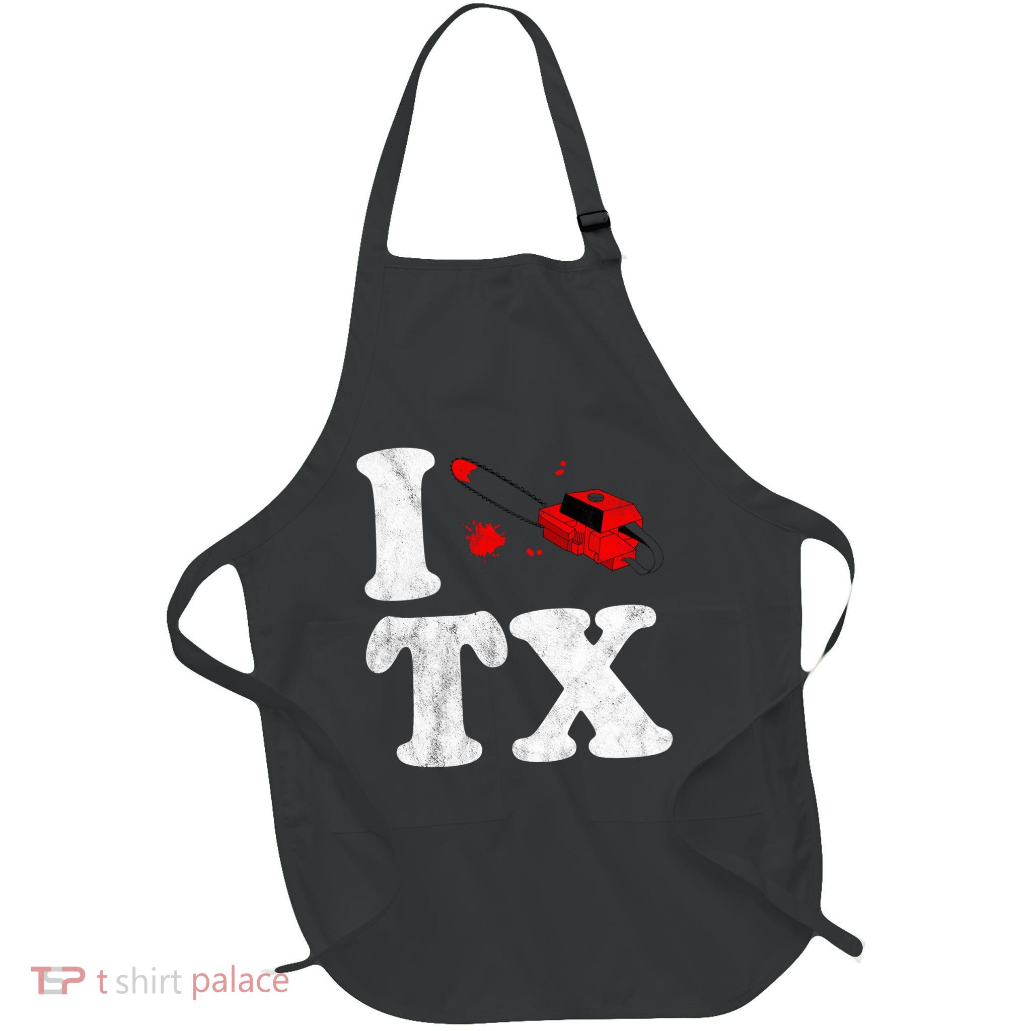 I Love Texas Chainsaw Full-Length Apron With Pockets