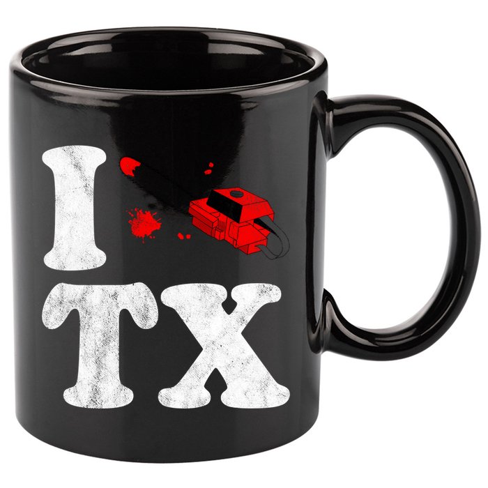 I Love Texas Chainsaw 11oz C Handle Ceramic Mug