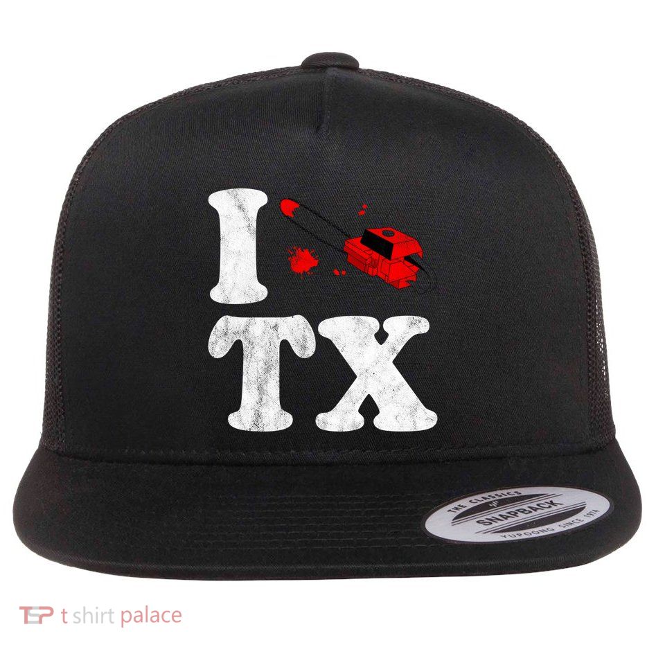 I Love Texas Chainsaw Flat Bill Trucker Hat
