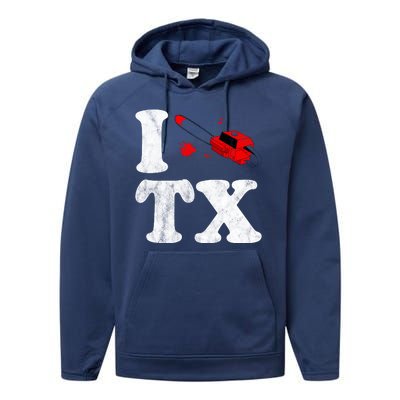 I Love Texas Chainsaw Performance Fleece Hoodie