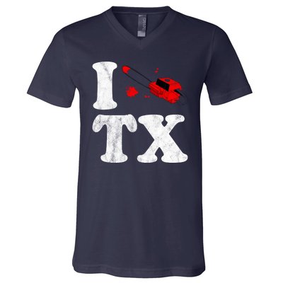 I Love Texas Chainsaw V-Neck T-Shirt