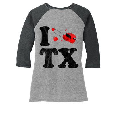 I Love Texas Chainsaw Women's Tri-Blend 3/4-Sleeve Raglan Shirt