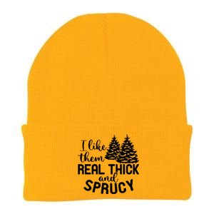 I Like Them Thick And Sprucey Christmas Trees Family Xmas Great Gift Knit Cap Winter Beanie