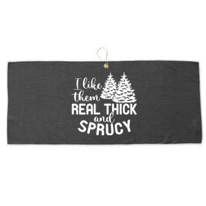 I Like Them Thick And Sprucey Christmas Trees Family Xmas Great Gift Large Microfiber Waffle Golf Towel