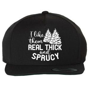 I Like Them Thick And Sprucey Christmas Trees Family Xmas Great Gift Wool Snapback Cap