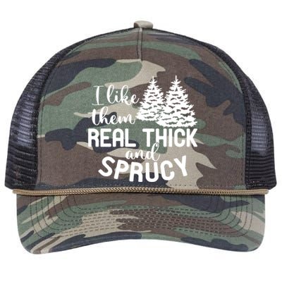 I Like Them Thick And Sprucey Christmas Trees Family Xmas Great Gift Retro Rope Trucker Hat Cap