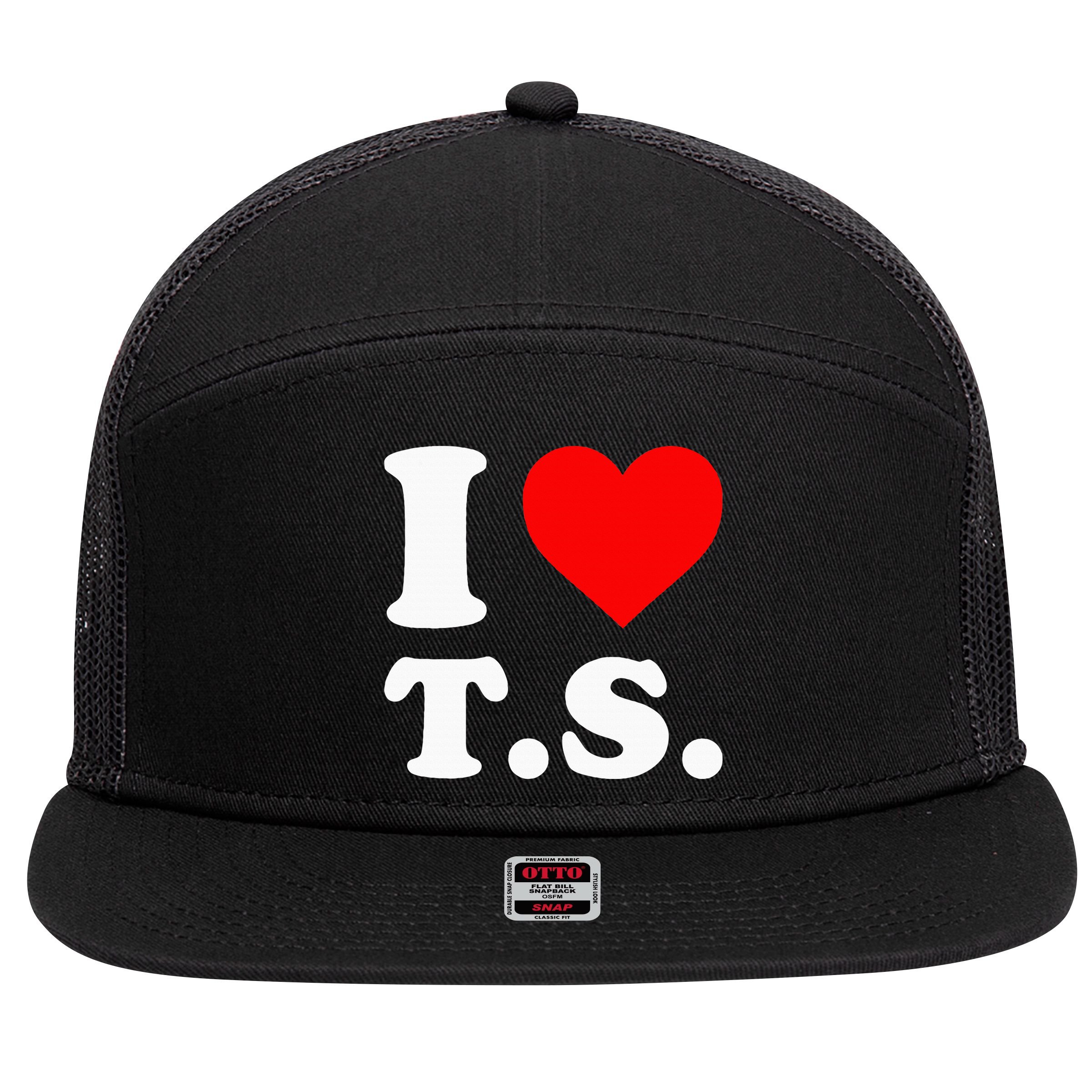 I Love T.S I Heart T.S 7 Panel Mesh Trucker Snapback Hat