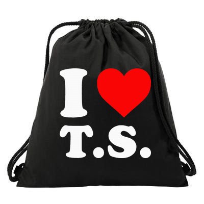 I Love T.S I Heart T.S Drawstring Bag