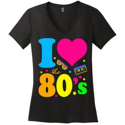 I Love The 80S 80s 90s Costume Party Women's V-Neck T-Shirt
