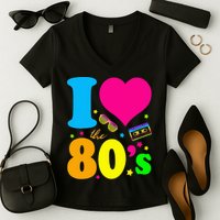 I Love The 80S 80s 90s Costume Party Women's V-Neck T-Shirt