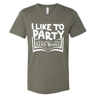 I Like To Party (Read Books) V-Neck T-Shirt